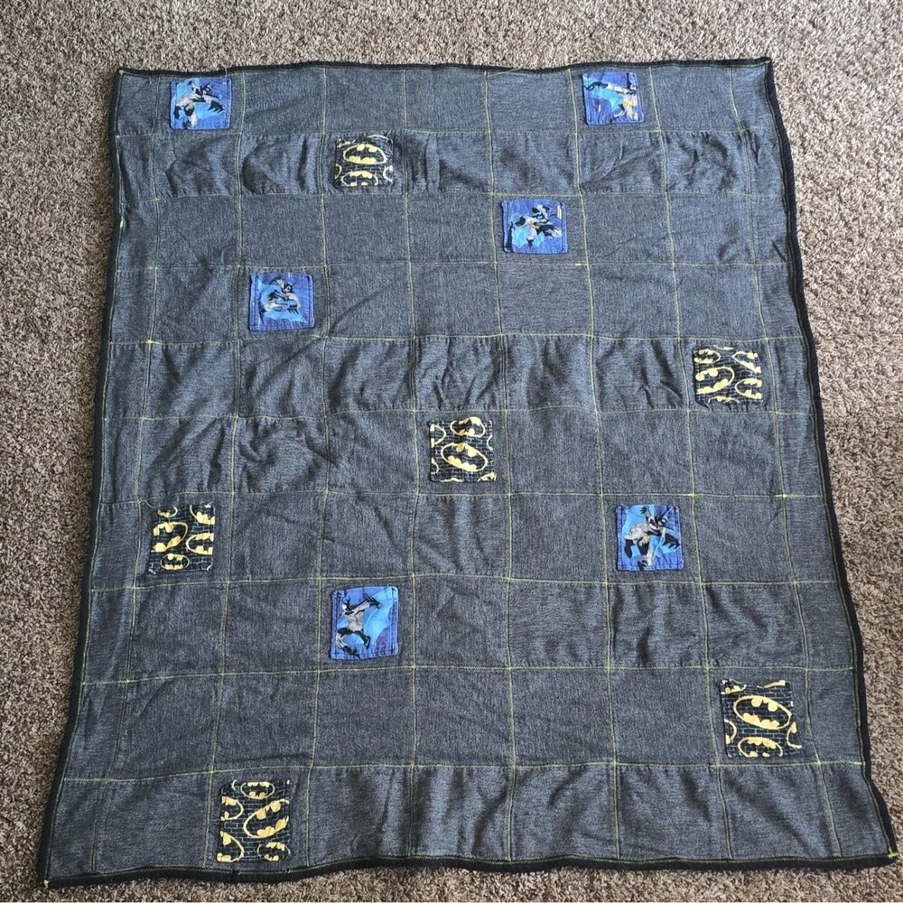 Batman Pictorial Kids Blanket Throw 42x53 Blue Black Yellow Red Gray